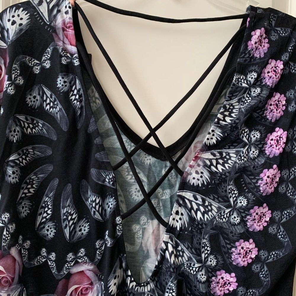 TED BAKER LONDON Butterfly Strappy Shirt Sz L - Picture 4 of 5